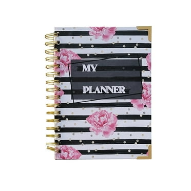 My Planner The Ultimate Sweary Planner Black and White Striped and Floral Print Hardcover Spiral Notebooks for Women, Set of 3, 6" x 8", 320 Pages