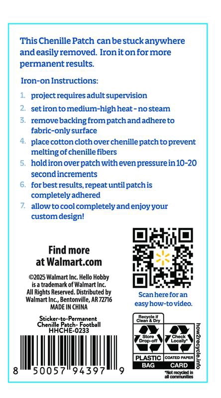 Hello Hobby Chenille Football Patch