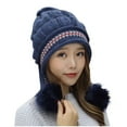thumbnail image 2 of Winter Beanies Women's Winter Printing Warmth Plush Protection Thick Hats with Faux Fur Pom Cuff Beanie, 2 of 4