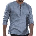 thumbnail image 1 of Camisas Para Hombre Manga Corta Hombre Ropa de estilo casual Color sólido Cuello redondo Camisa de manga larga Primavera y otoño Hombre (Blue, 3XL), 1 of 6
