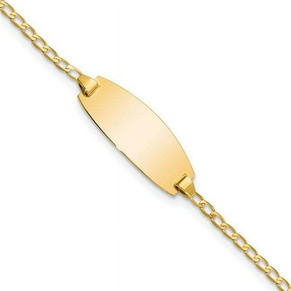Primal Gold 14 Karat Yellow Gold Oval Curb ID Bracelet