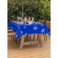 thumbnail image 2 of Outdoor Tablecloth with Umbrella Hole and Zipper, Christmas Snowflake Rectangle Table Cloth 60x102 Inch Waterproof Tablecloth, Blue Xmas Winter Holiday Minimalist Picnic Table Cover for Patio Camping, 2 of 7