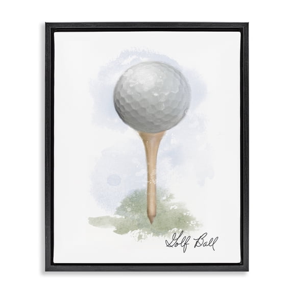 Stupell Industries Soft Pastel Golf on Tee Sports & Sports Teams Painting Black Floater Framed Canvas Art Print Wall Art, 17 x 21