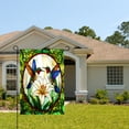 thumbnail image 2 of Amhnf Stained Glass Hummingbirds And Lily Garden Flag For Home Outdoor Garden Yard Decor 12x18 inch, 2 of 5