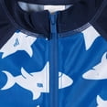 thumbnail image 3 of Gerber traje de baño niño 1 pieza azul tiburon UPF 50+ cómodo con cierre frontal, 3 of 5