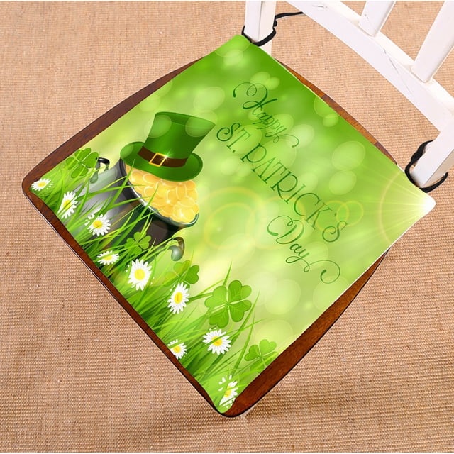 ABPHQTO Happy Green Clover Cojín para silla Cojín para asiento Cojín para silla Cojín para suelo 45x45 cm