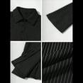 thumbnail image 4 of Camisa Corta A Rayas con Botones para Mujer, Blusa Ajustada de Larga, Camisa de Trabajo Negro S, 4 of 10