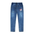 thumbnail image 2 of KIDSCOOL SPACE Little Girl Embroidered Jeans,Big Girls Elastic Waist Denim Bottom Pants, 2 of 5