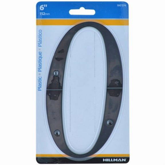 Hillman Group 847374 6 in. Nail-On Black Plastic House Number - 0 - 3 Piece