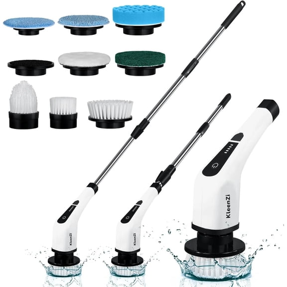 Electric Spin Scrubber Cleaning Brush 8 In 1 Shower Scrubber Adjustable Handle for Windows, Bathroom