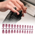 thumbnail image 5 of Juego de 24 piezas de uñas postizas Qarigey DIY estilo Simple frijol rojo morado, 5 of 5