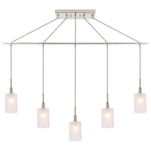 Woodbridge Lighting Elise 5-Light Opal Glass Linear Pendant in Satin Nickel