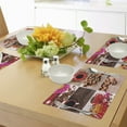 thumbnail image 4 of Ambesonne Coffee Place Mats Set of 4, Mugs Polka Dots Flowers, Standard Size, Brown Red, 4 of 6