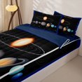 thumbnail image 3 of Erosebridal Educational Planet Graphic Zipper Queen Comforter Set with Fitted Sheet and 2 Pillowcases,Cosmic Star Print Zipper Bedding Set,Black Orange Blue,Navy Blue Reversible, 3 of 6