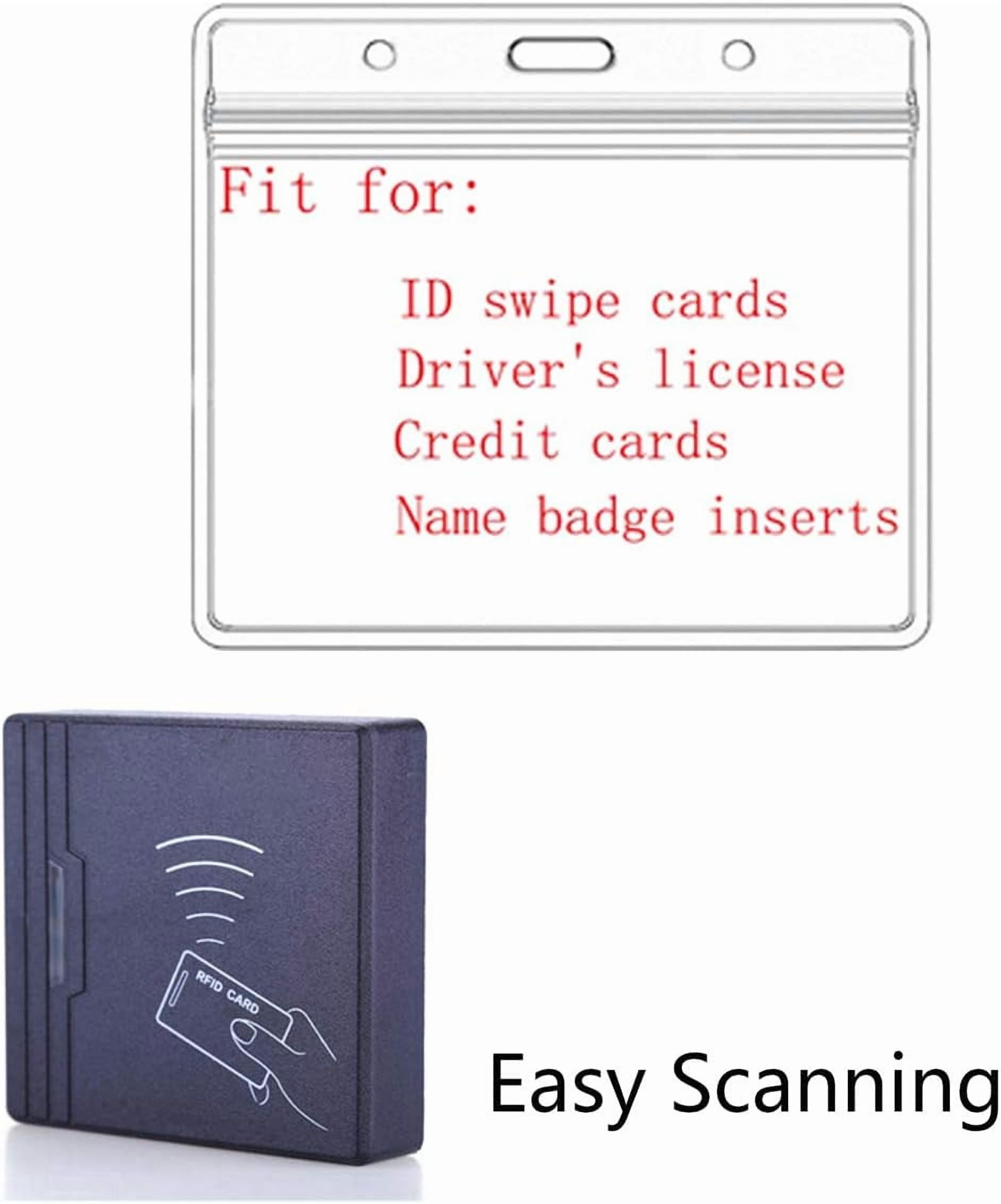 Extra Thick Horizontal ID Card Name Tag Badge Holder with Waterproof Type Resealable Zip (Holders, 6Packs) 3.74x2.36 Inches
