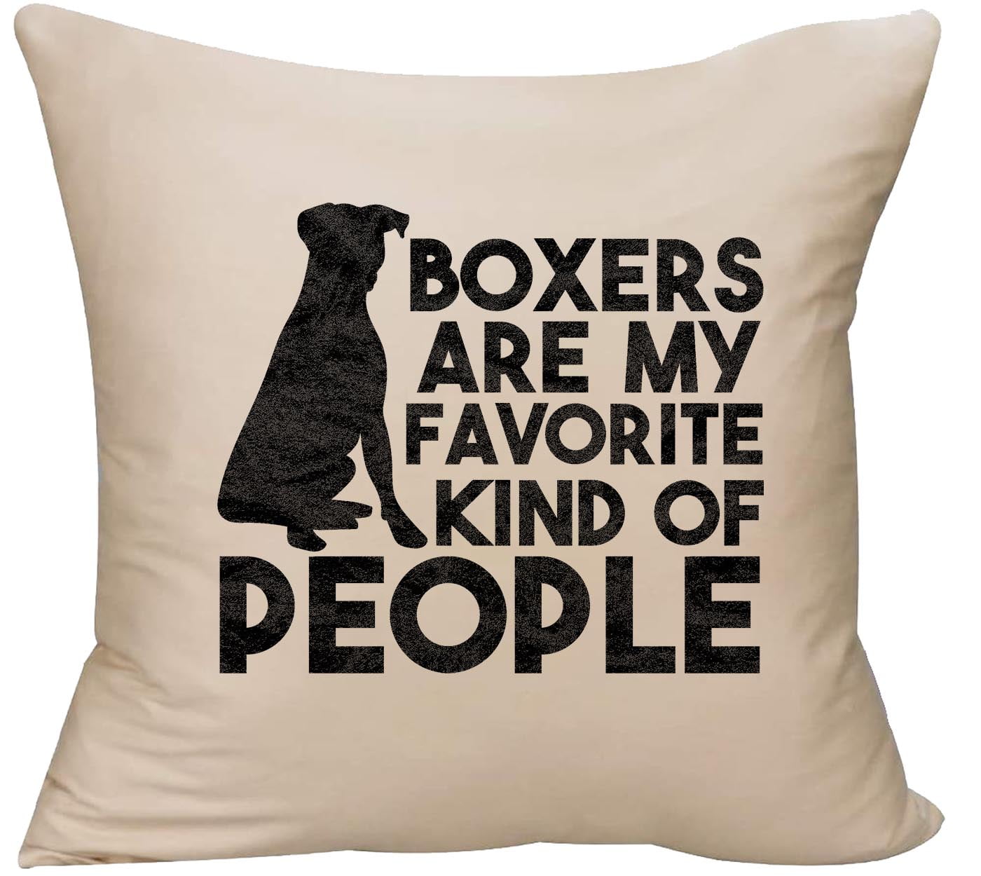 Boxers are my favorite kind of people silhouette caps funny dogs Decorative Throw Pillow cover 18 x 18 Beige Funny Gift