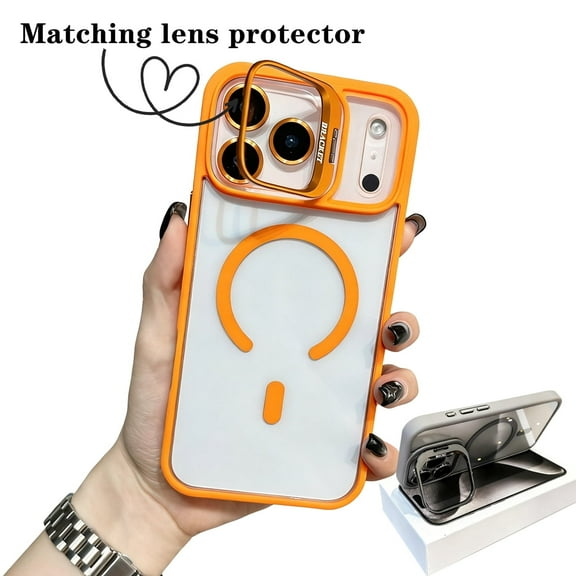 CoolDesignCase Clear MagSafe Built-In Camera Guard Kickstand Lens Phone Case For iPhone 17 Cases  Protector Wireless Charging MagSafe/Qi Magnetic Car Mount Cover