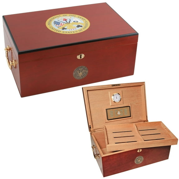 Cuban Crafters U.S. Army American Emblems Cherry Humidor 120 count