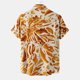 thumbnail image 3 of Camisas De Lino Para Hombre Camiseta de manga corta con solapa y hebilla con estampado de y ocio para hombre (Orange, 3XL), 3 of 7
