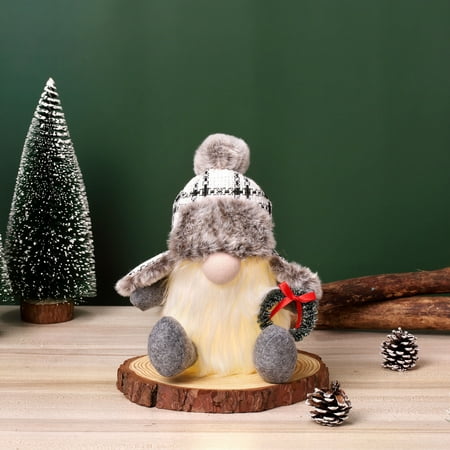 

Christmas Ornament Light Up Doll Plush Doll Ornament Holding Wreaths Bells Home Decor Items