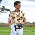 thumbnail image 3 of Goofa Yellow Flowers Hummingbird Print Mens Polo Shirts Quick Dry Short Sleeve Golf T Shirt Performance Moisture Wicking Casual Workout-Large, 3 of 6