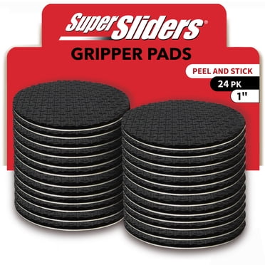 Super Sliders 1-Inch Peel and Stick Non-Slip Rubber Gripper Pads for Furniture, 24 pack, Black