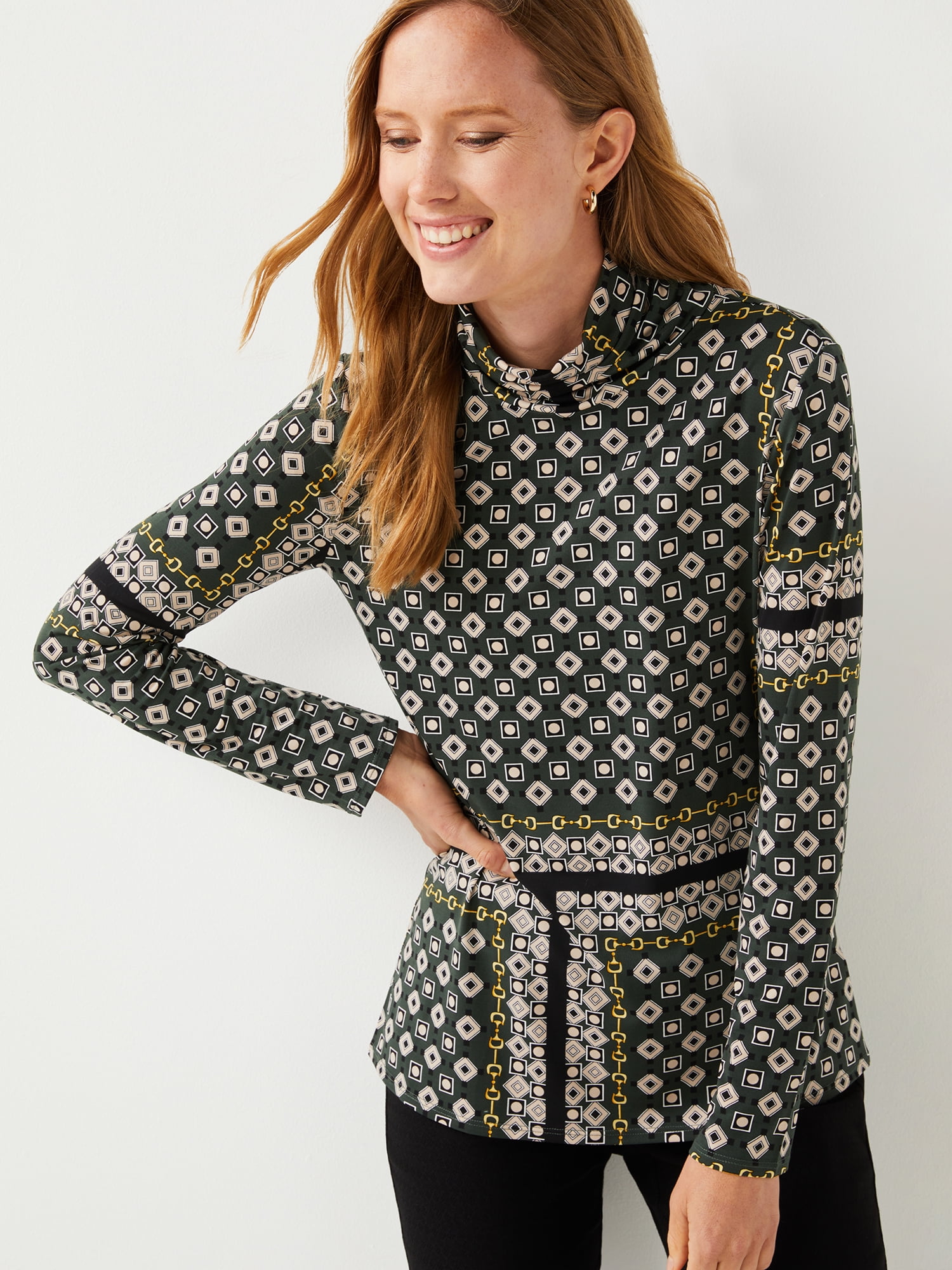 printed turtleneck tops