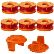 Worx WG180 WG163 WA0010 Weed Eater String with WA6531 GT Spool Cover 50006531  10ft 0.065"(6 Spool, 2 Cap)