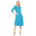 thumbnail image 3 of Moa Collection Women's Basic Round Neck 3/4 Sleeves A-line Casual Maxi Dress, 3 of 5