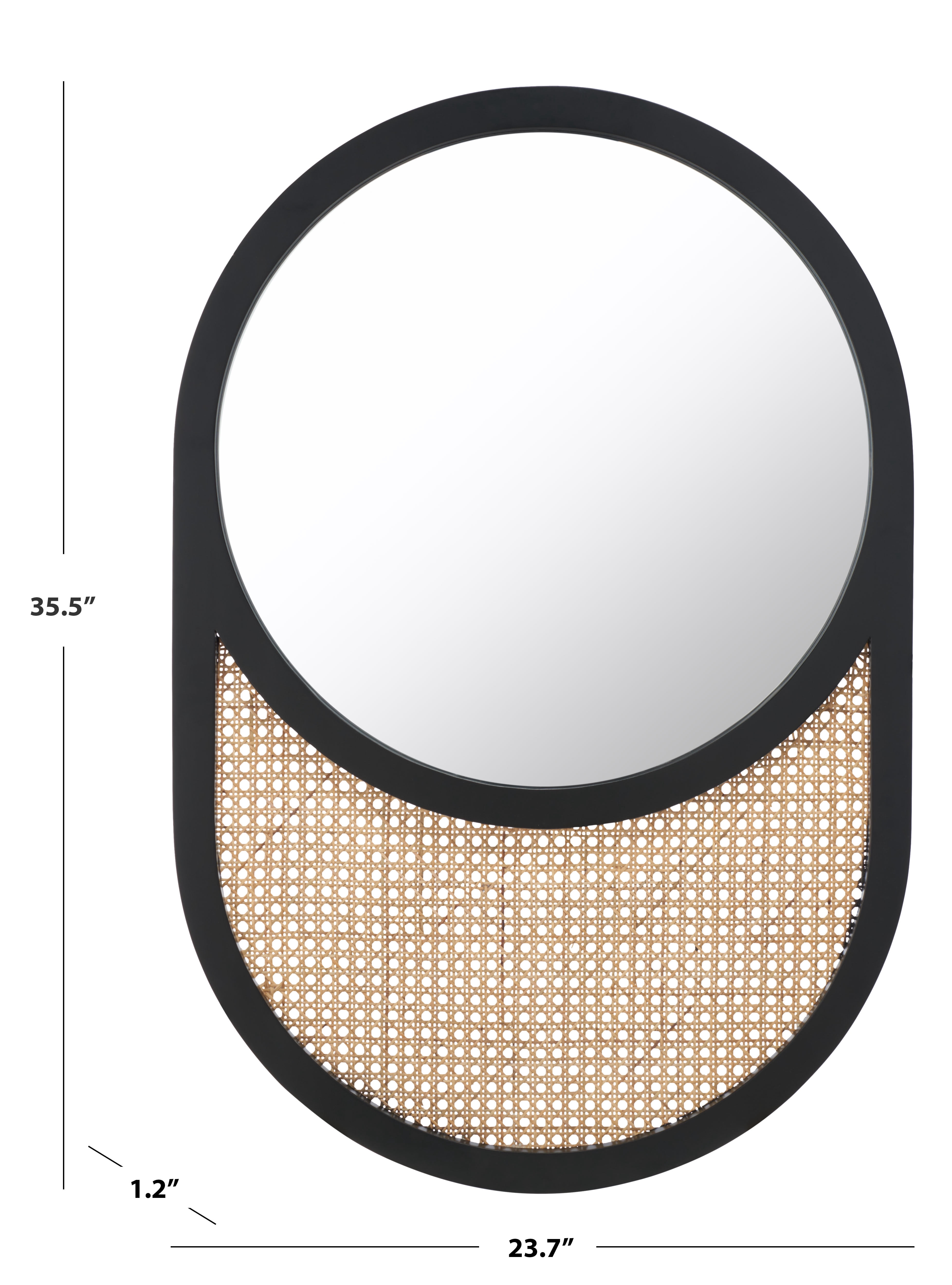 SAFAVIEH Danya 23.7 in. x 35.5 in. Dia. Round Solid Mirror, Black/Natural