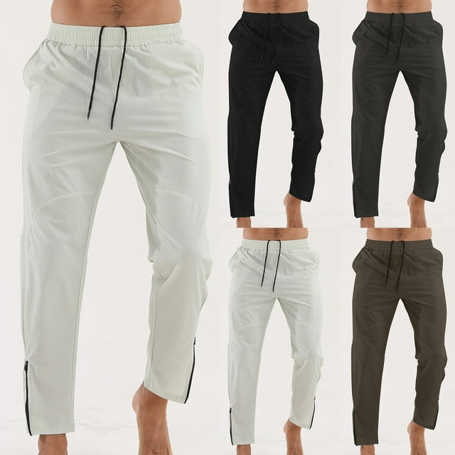 Styesk Men's Pants Men's Sports And Leisure Running Fast Drying Loose And Breathable Solid Color Drawstring Outdoor Fitness Pants