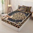 thumbnail image 2 of Homewish Fashion Leopard Print Zipper Full Size Comforter Sets with Fitted Sheet and 2 Pillowcases, Ribbon C Letter Zipper Bedding Set, Gray Reversible, 4 Pieces, 2 of 6