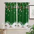 thumbnail image 2 of Christmas Green Kitchen Curtain 63 Inch Length Window Curtains and Drapes for Cafe/Living Room, Winter White Snowflakes Xmas Balls Window Treatment Rod Pocket Drapery Panels Curtains,42x63, 2 of 5