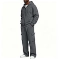 thumbnail image 4 of Ceisia Men's 2 Piece Tracksuit Full Zip Hooded Jacket And Elastic Waist Cargo Pocket Jogger Pants Casual Sweatsuit Set Gift, 4 of 9