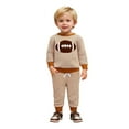 thumbnail image 3 of CUZIBR Baby Outfits Boys Sweatsuits Cartoon Football Embroidered Striped Pullover And Trousers Two Piece Athletic Tracksuit Clothing Sets,Khaki,18-24 Months, 3 of 6