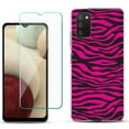 thumbnail image 1 of Slim-Fit TPU Phone Case Compatible with Samsung Galaxy A02s, with Tempered Glass Screen Protector, by OneToughShield ® - Zebra Pink, 1 of 3