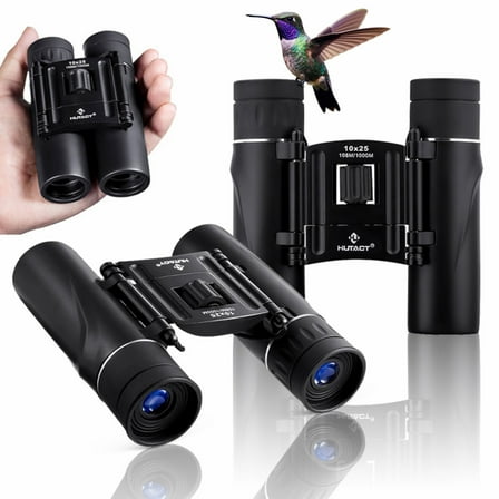 Binoculars for Adult and Kids, 10x25 Compact  Binoculars for Bird Watching and Hunting Waterproof/Fogproof/Shockproof Binoculars,Black