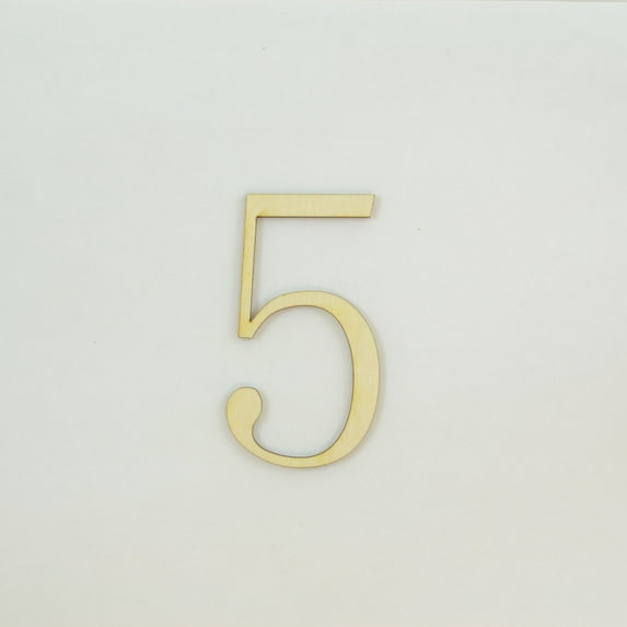 1 Pc, 5 Inch X 1/8 Inch Thick Fangsong Font Wood Numbers 5