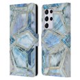 thumbnail image 1 of Micklyn Le Feuvre Marble Patterns Geometric Gilded Stone Tiles In Soft Blues Leather Book Wallet Case Cover Compatible with Samsung Galaxy S21 Ultra 5G, 1 of 6