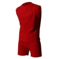 thumbnail image 3 of Afdoent Mens 2 Piece Sets Summer Knit Sleeveless Vest And Shorts Sports Casual Thin Top Solid Color Vest Two Piece Set Beach Vacation Outfits, 3 of 5