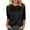 Black, variant on Ladies Tops and Blouses Satin Silk Womens T-shirts Pullover 3/4 Sleeve Black Crew Neck Tops for Teachers,M