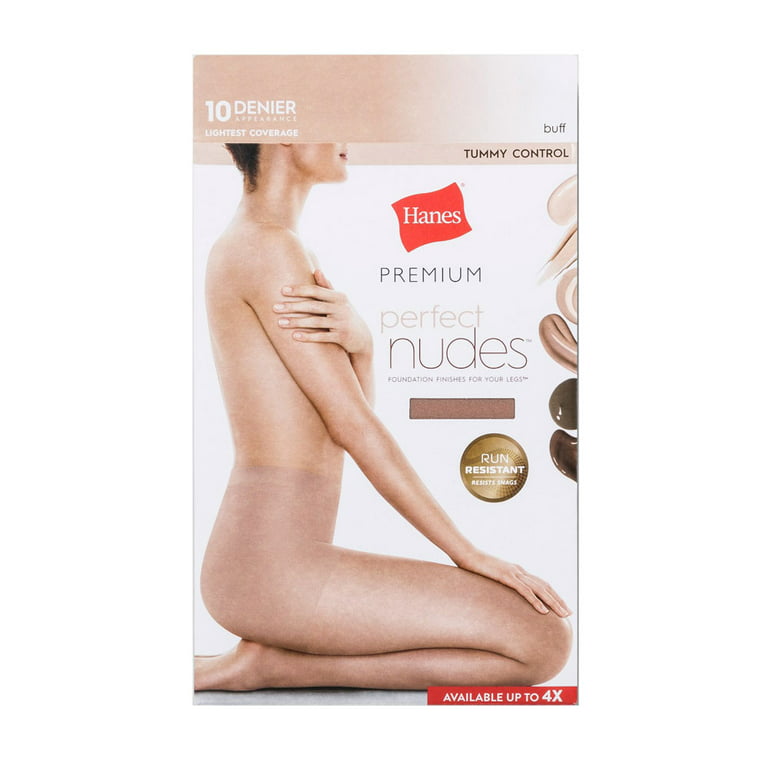 Hanes Women 1-Pair Tummy Control Premium Perfect Nudes Tights Buff L 