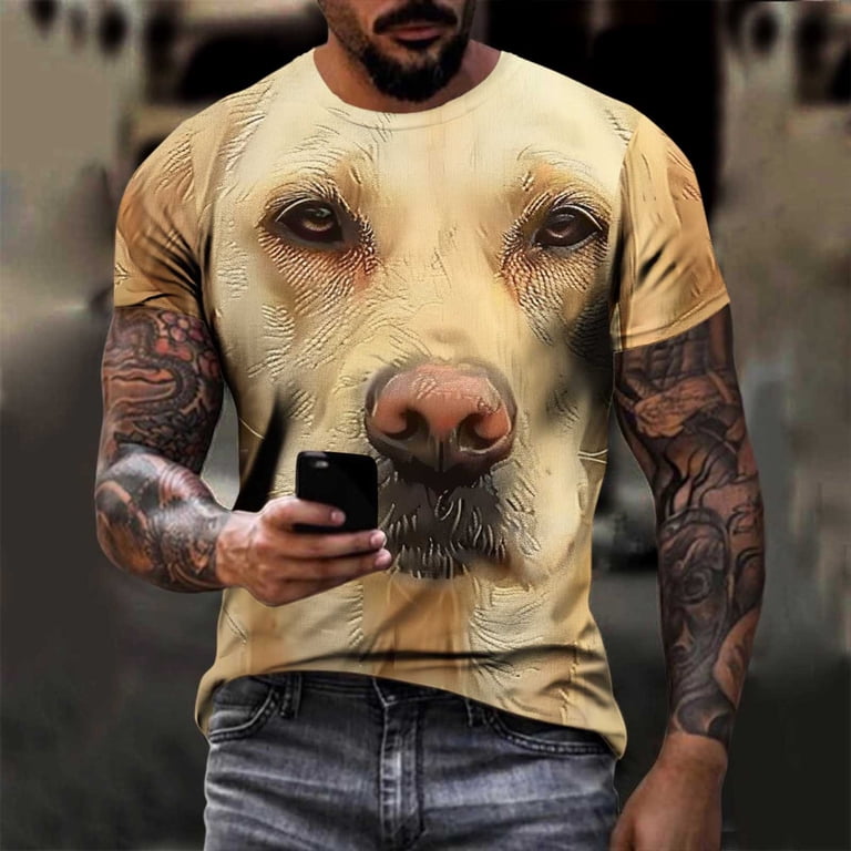 ZCFZJW Cute 3D Dogs Printed T-Shirts for Men Big and Tall Regular