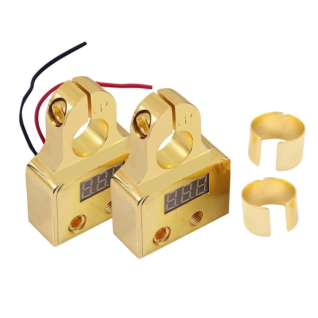 Kit de conectores terminales para batería de coche perfecl 2 piezas con voltímetro calibre 0/4/8/10 AWG dorado