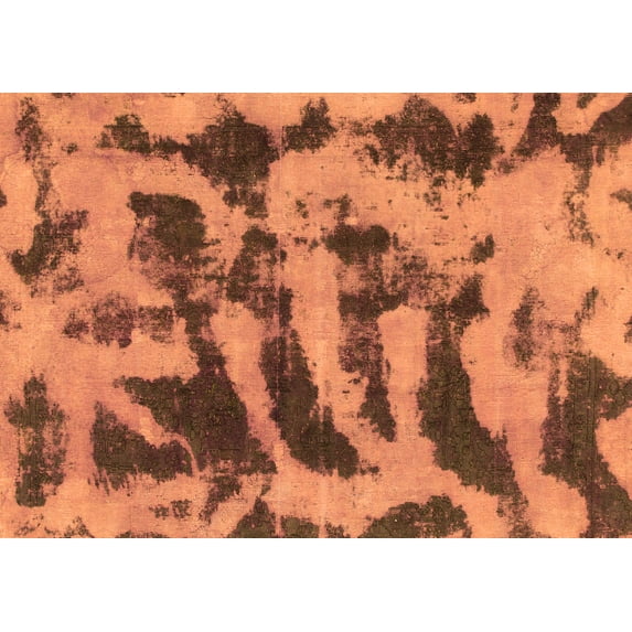 Ahgly Company Indoor Rectangle Abstract Orange Modern Area Rugs, 8' x 12'