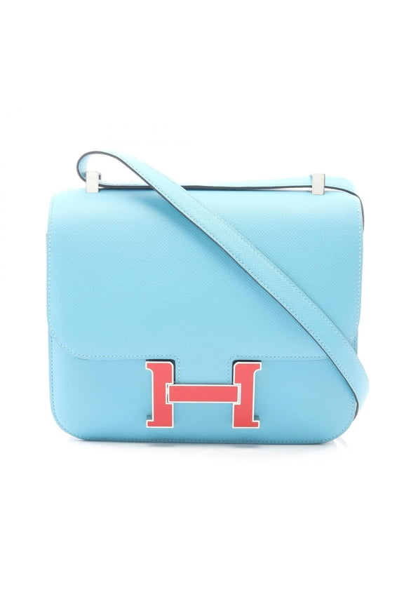 Pre-Owned Hermes Constance 3 24 Shoulder Bag Handbag Leather Veau Epsom Women's Blue