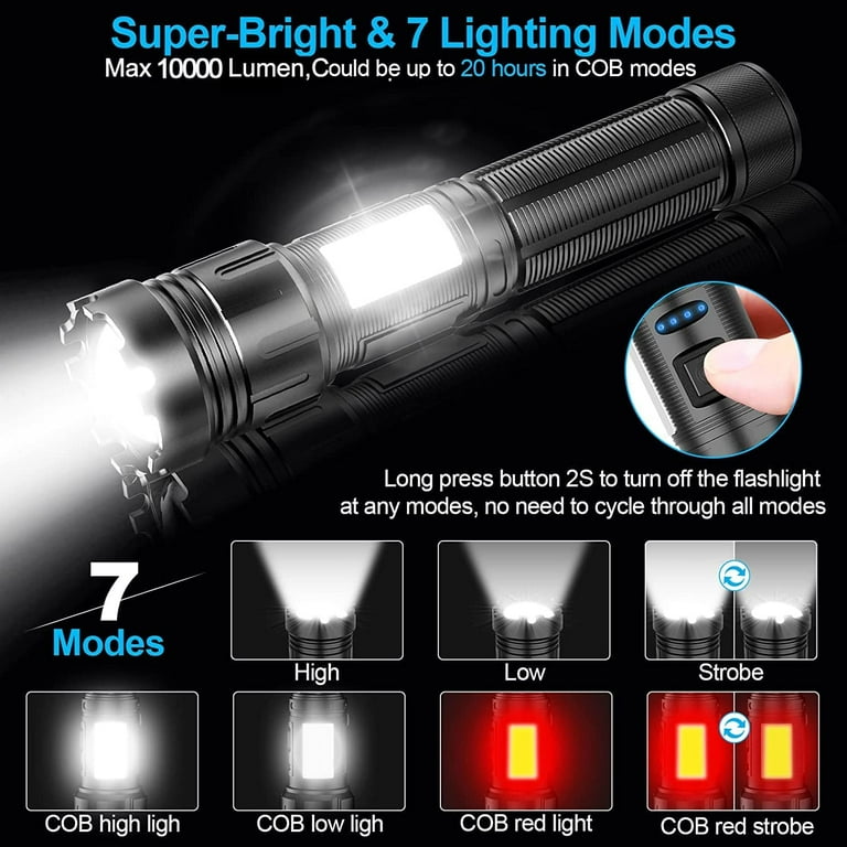 Rechargeable Flashlight, Maspost Magnetic Flashlights with Clip (Included  Battery), Side Work Light, Bright, Zoomable Pocket EDC Flashlight for
