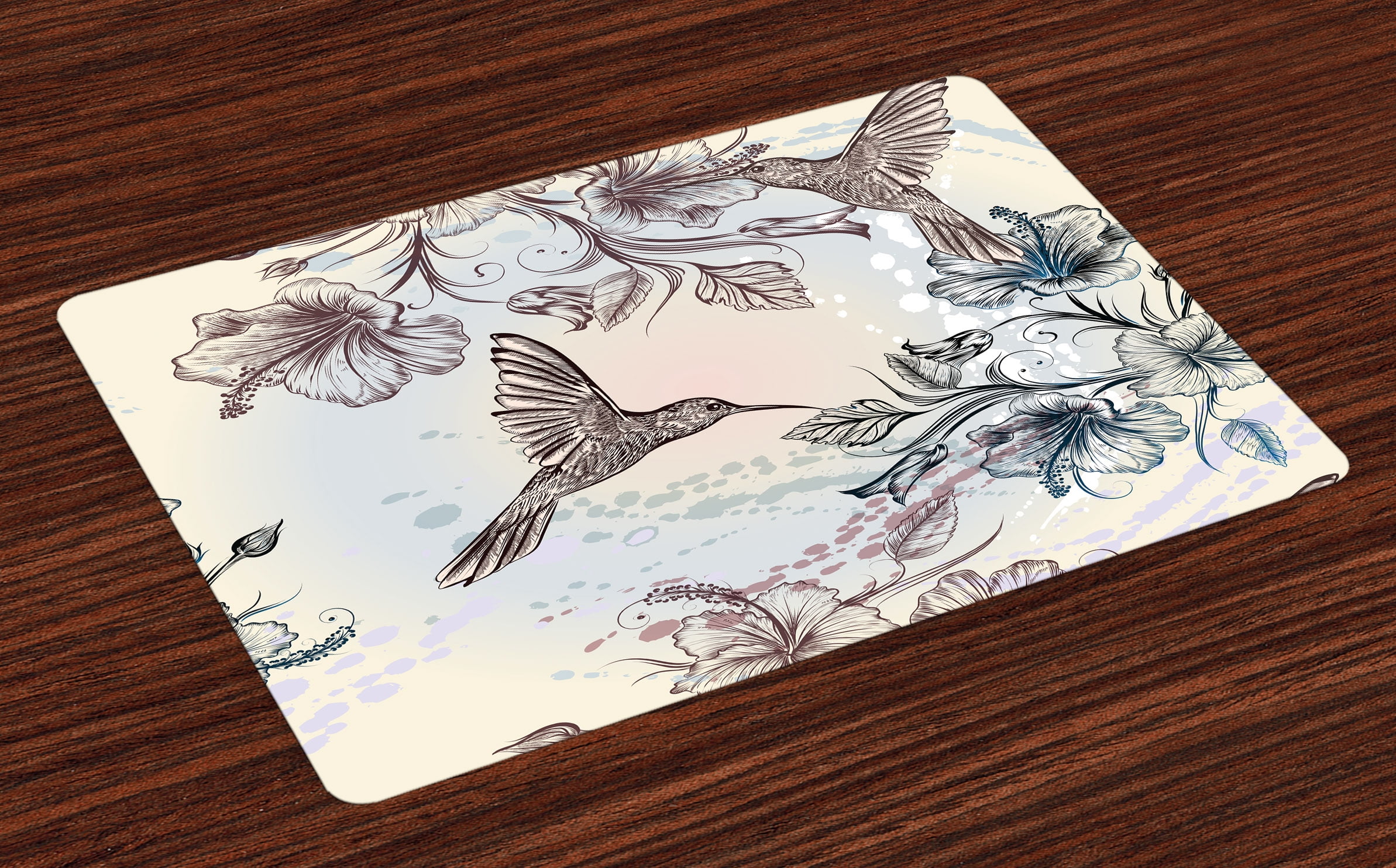 Hummingbird Placemats Set of 4 Birds And Hibiscus Flowers Nostalgia