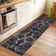 thumbnail image 2 of 2'x6' Rug Runners for Hallways Kitchen, Boho Black Blue Non Slip Entryway Beside Floor Carpet Runner, Modern Abstract Geometric Retro Washable Laundry Room Bedroom Throw Rugs Mat for Family Pet, 2 of 8