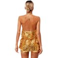 thumbnail image 2 of iEFiEL Womens Shiny Sequins Latin Dancewear Halter Unitard Modern Jazz Performance Romper Dance Costume Gold One Size, 2 of 7